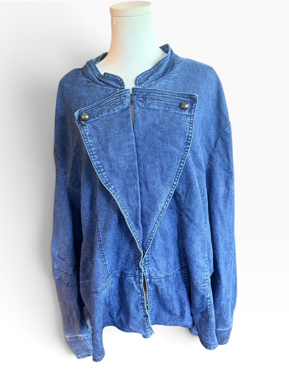 Ashley Stewart Denim Jacket 24W Draped Avant Garde Lagenlook